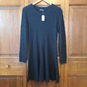 🛍 NWT Gap CashSoft True Black Pointelle Knit Long Sleeve Sweater Dress Size MP
